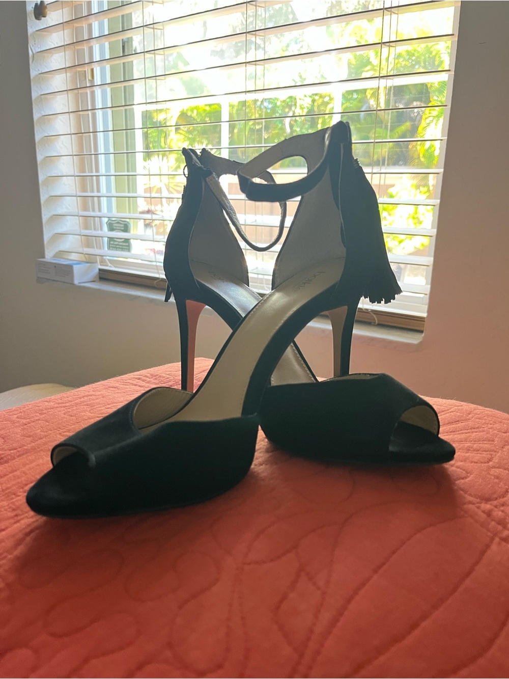 Botkier Anna Black Peep-Toe Ankle Strap Stiletto Heels